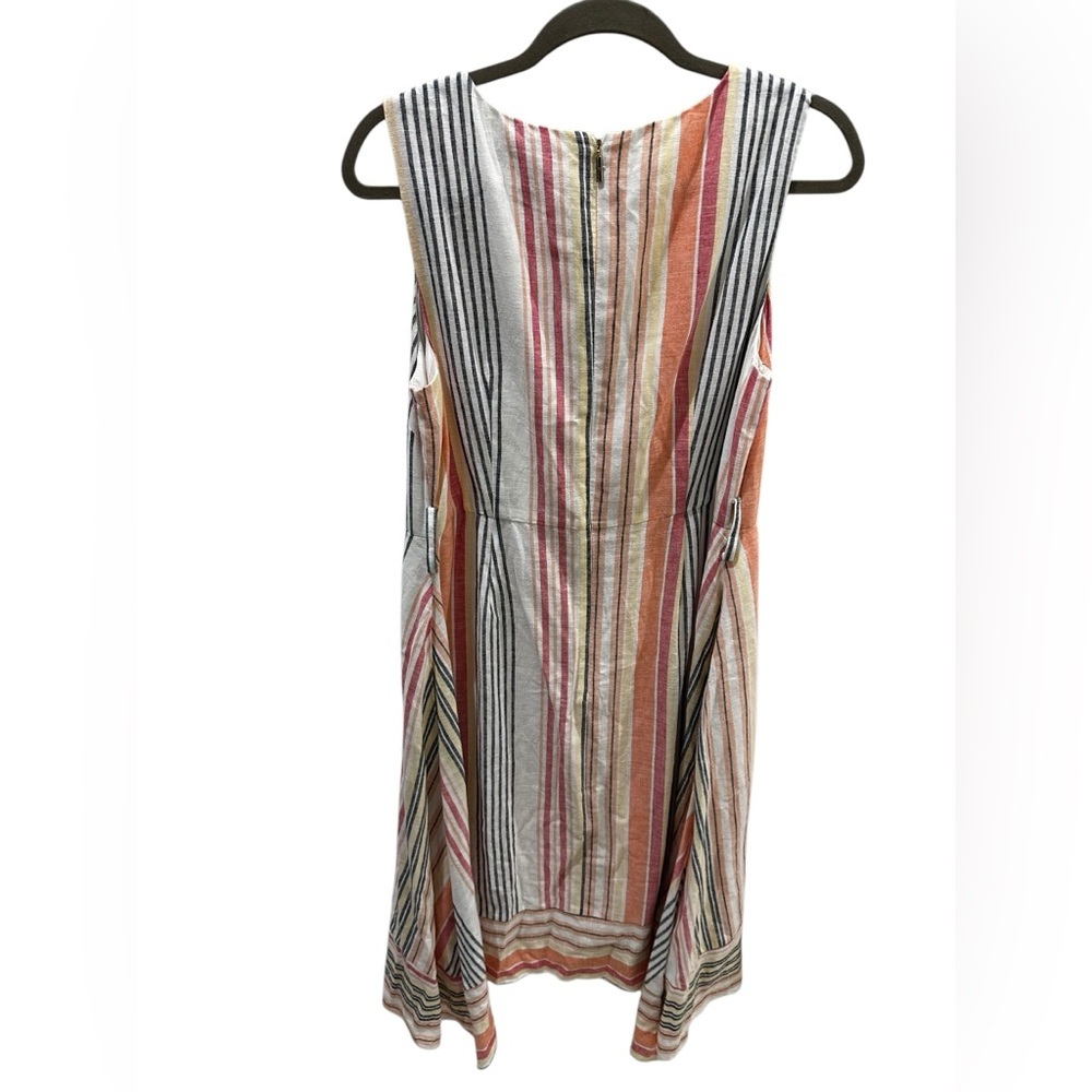 KARL LAGERFELD PARIS Striped Linen-Blend Flare Dress- no belt - Picture 7 of 7